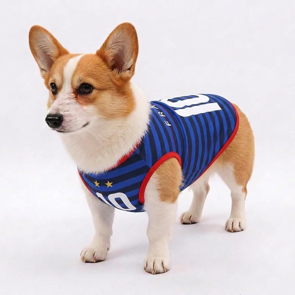 犬用 服 サッカー ユニフォーム 夏用 メッシュ 通気性 抜け毛防止 ドッグウェア スポーツウェア お散歩 観戦 応援グッズ 小型犬 中型犬 猫用 S